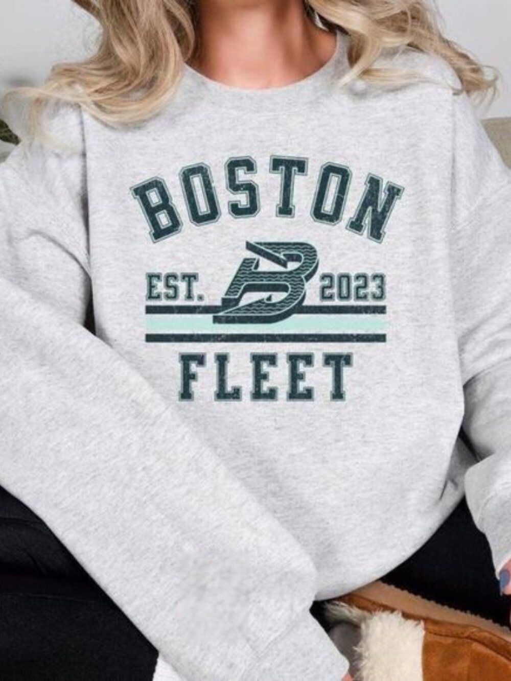2023 Boston Fleet Hockey Sweatshirt With Sleeve Design Sweatshirt